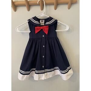 Goodlad Of Philadelphia Vintage 80s Sailor Nautical Baby Girl Dress 18 mo.